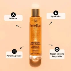 RoseBaie Paris Monoï x Collagène                Huile Pailletée Corps et Cheveux